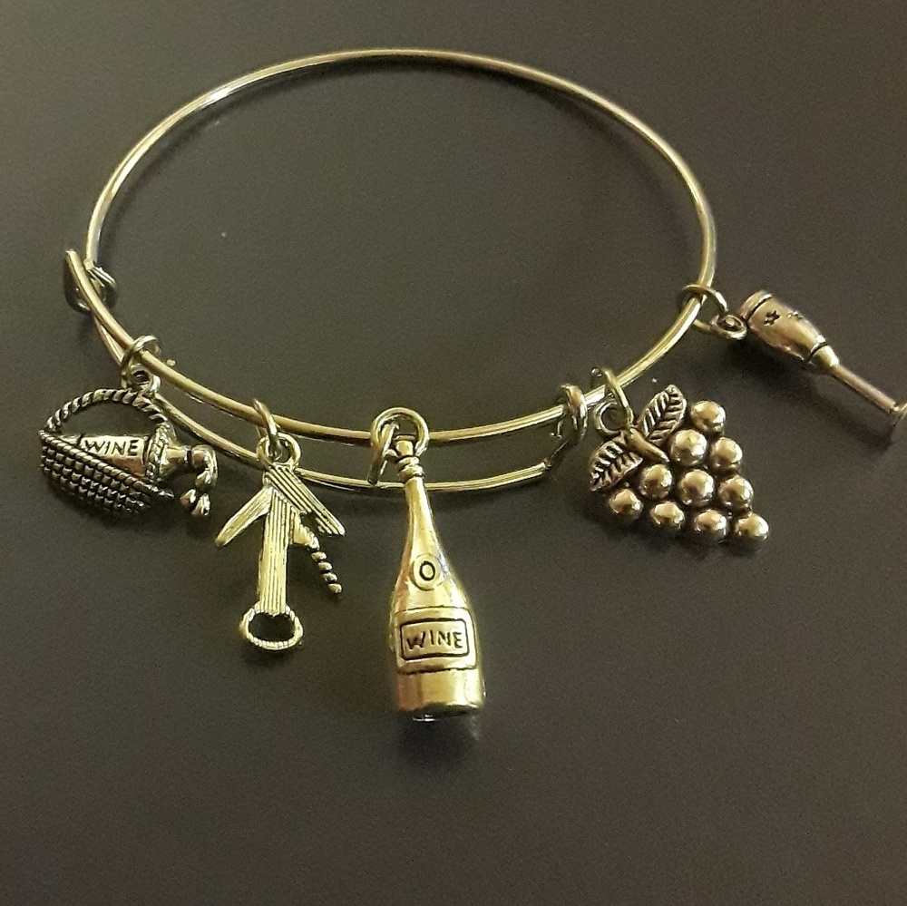 Wine bangle charm bracelet